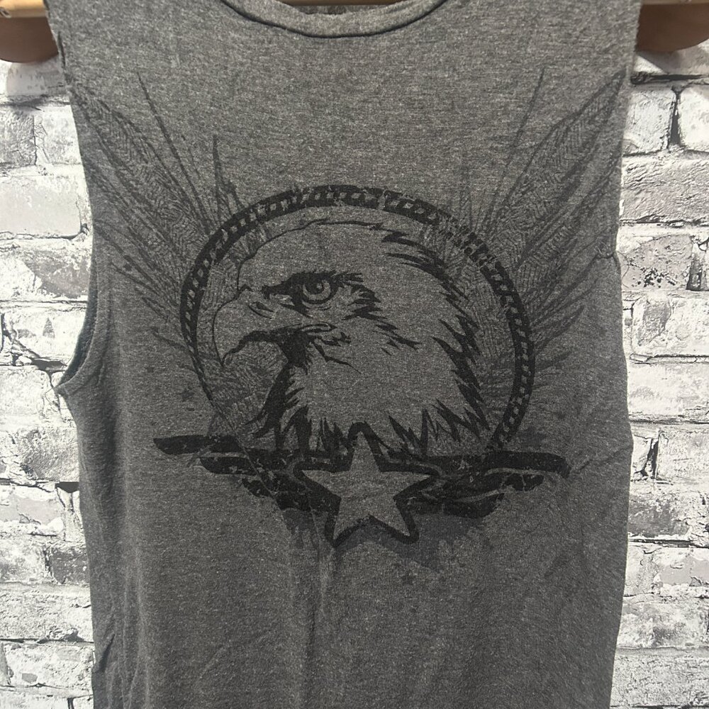 EUC Vox Populi Grey Bald Eagle Sleeveless Graphic Shirt Size Small - Picture 3 of 10